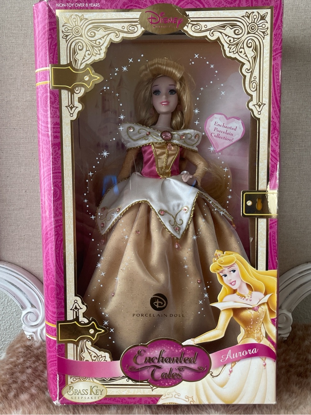 Disney Aurora Porcelain Doll – Gold, Pink & White Gown